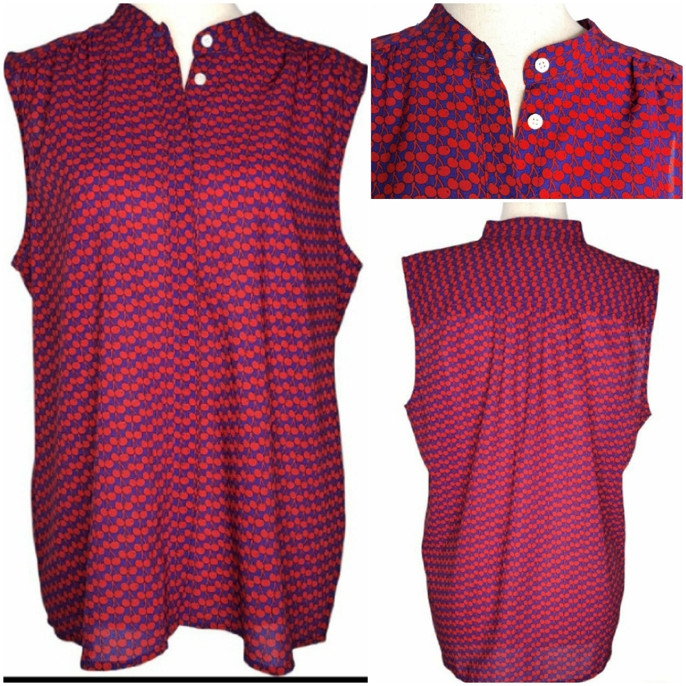J. Crew Cherry Print Button Up Top